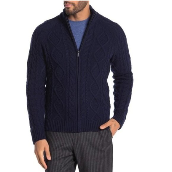 Brooks Brothers Cable Knit Wool Blend ZipUp Jacket - Picture 1 of 6